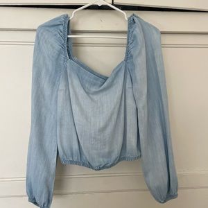 Bella Dahl denim style long sleeve off the shoulder top